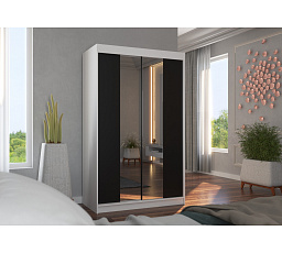 Posuvná skříň se zrcadlem MARVIN 120 Bílá+Černá