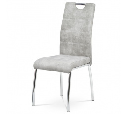 Jídelní židle, stříbrná, látka vintage, HC-486 SIL3