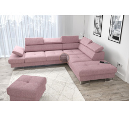 Rohová sedací souprava GALAXY s funkcí spaní 225x280 - pravá, růžová