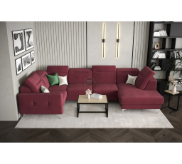 Rohová sedací souprava MALIBU MAX II 180x350x182 cm -červená , levá strana