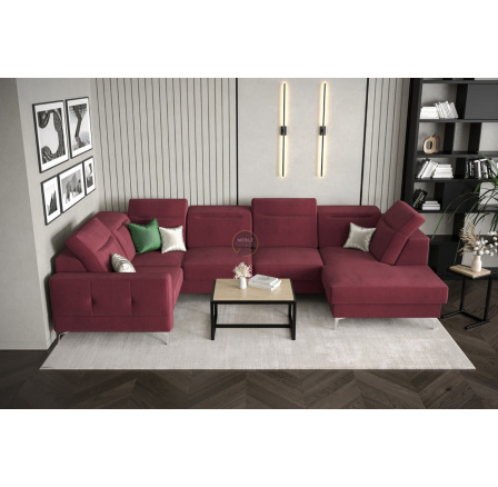 Rohová sedací souprava MALIBU MAX II 180x350x182 cm -červená , levá strana