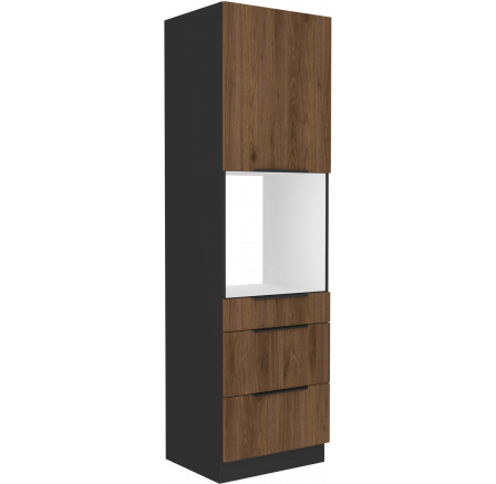 Kuchyňská skříň MONZA - 60 DPS-210 3S 1F, Černá mat/Ořech