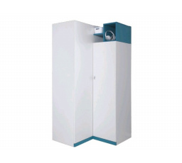 Rohová skříň MOBI MO1, Bílý Lux / Tyrkysový