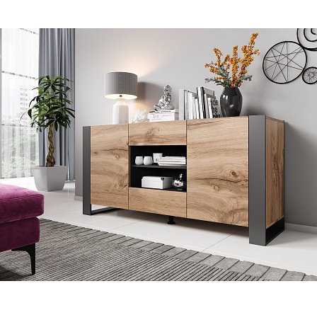 Komoda WOOD II, dub wotan / antracit Komoda WOOD II, dub wotan / antracit