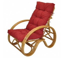 Ratanové křeslo polohovací medové polstr vínový melír