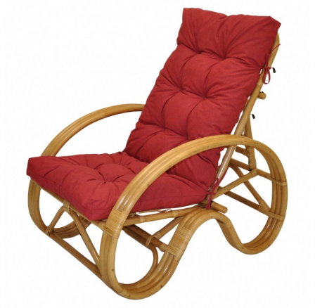 Ratanové křeslo polohovací medové polstr vínový melír