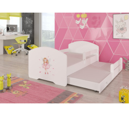 Dvojlůžko s bariérkou a matracemi PEPE II GIRL WITH WINGS 160x80 Bílá