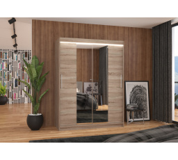Posuvná skříň se zrcadlem a LED osvětlením INESS 150 Truffle+Truffle