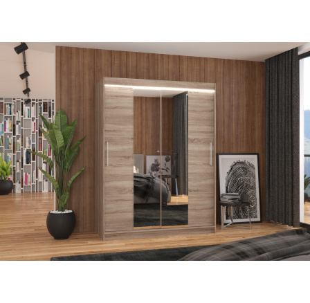 Posuvná skříň se zrcadlem a LED osvětlením INESS 150 Truffle+Truffle