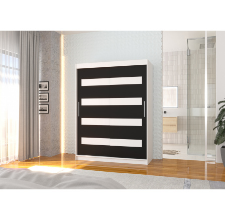 Posuvná skříň s lacobelem MARTINEZ 150 Bílá+Černá