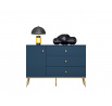Komoda MARINE 04, Tmavě modrá/Zlatá