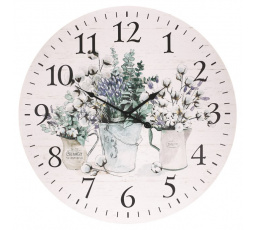 Hodiny nástěnné - pr. 58 cm, MDF, mix květin a rostlin