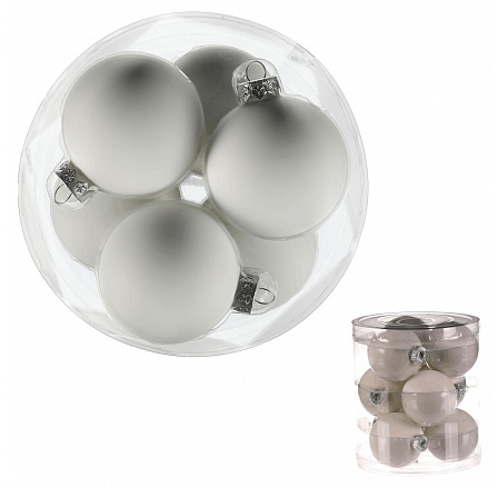 Kulaté skleněné ozdoby - pr. 7 cm, bílé, cena za balení (9 ks) Kulaté skleněné ozdoby - pr. 7 cm, bílé, cena za balení (9 ks)