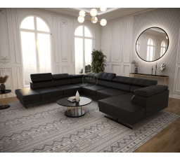 Rohová sedací souprava EMPORIO MAX II 300X350X180 přírodní kůže - černá kůže , levá