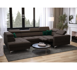 Rohová sedací souprava TOSCANIA MAX I , relax s funkcí spaní 170x350x185 cm - hnědá , pravá