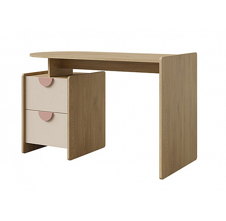 Psací stůl Leya R12 L/P dub cremona/macadamia/pudrová růžová