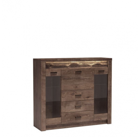 Vitrína INDIANAPOLIS I8, tmavý jasan