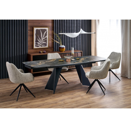 ARMANI rozkládací stůl, deska - černý mramor, noha - černá (2p=1ks)