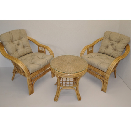 Ratanová sedací souprava Rio De Janeiro 2+1 medová polstry tmavě béžový melír Ratanová sedací souprava Rio De Janeiro 2+1 medová polstry tmavě béžový melír