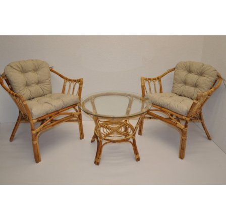 Ratanová sedací souprava Subaliu - polstry tmavě béžový melír Ratanová sedací souprava Subaliu - polstry tmavě béžový melír