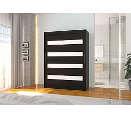 Posuvná skříň s lacobelem MARTINEZ 150 Černá+Bílý Lacobel