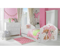 Postel s matrací a šuplíkem CASIMO TWO DOGS 140x70 Bílá