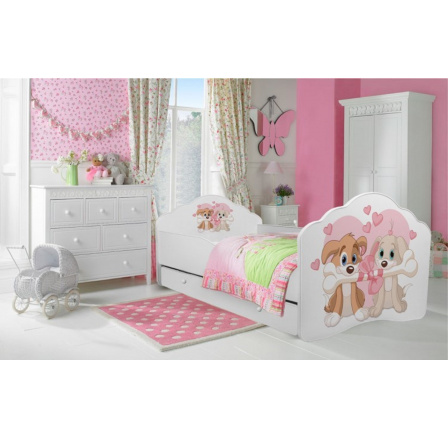 Postel s matrací a šuplíkem CASIMO TWO DOGS 140x70 Bílá