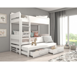 Třílůžková patrová postel QUEEN 180x80 Bílá+Bílá