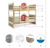 Dětská patrová postel RICO 90x200 cm, včetně matrací, Přírodní/Grafit