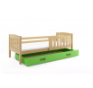 Dětská postel KUBUS 80x160 cm se šuplíkem, s matrací, Přírodní/Zelená