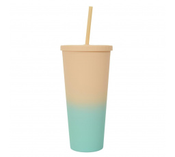 Hrnek se slámkou PP žluto-tyrkysový