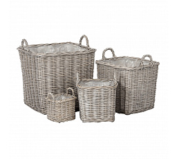 Koš proutěný - obal na květiny, šedý, cena za sadu 4 ks