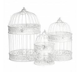 Klec kovová - závěsná, barva bílá, cena za sadu 3 ks