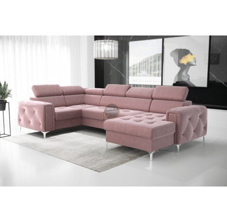 Rohová sedací souprava ORION MAX III s funkcí spaní 165x320x185 cm - růžová, levá