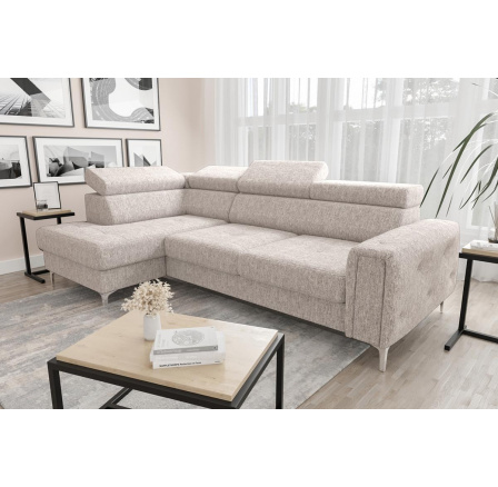 Rohová sedací souprava s funkcí spaní ORION 165x255 - béžová, levá