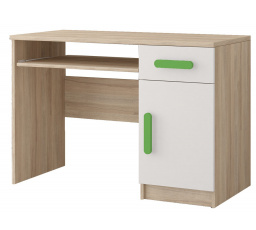 Psací stůl SMYK III - 08, Dub Sonoma/Bílá/Zelená
