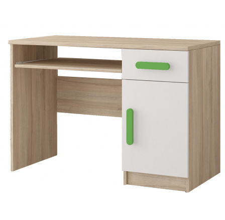 Psací stůl SMYK III - 08, Dub Sonoma/Bílá/Zelená