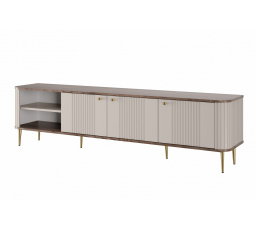 TV komoda Vesper 3D, kašmír / ořech / zlaté nohy