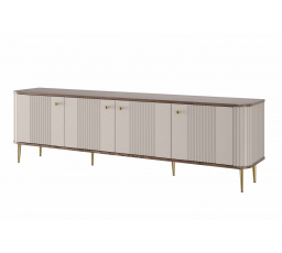 TV komoda Vesper 4D, kašmír / ořech / zlaté nohy