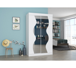 Posuvná skříň se zrcadlem OSWALD 120 Bílá+Bílá