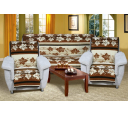 Přehoz na sedací soupravu Karmela 3+1+1 listy hnědé