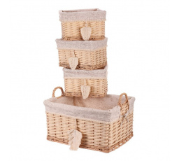 Koš proutěný - regálový, hranatý, cena za sadu 4 ks