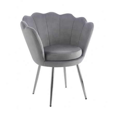 Křeslo velvet šedé /nohy stříbrné/ FR1-FX