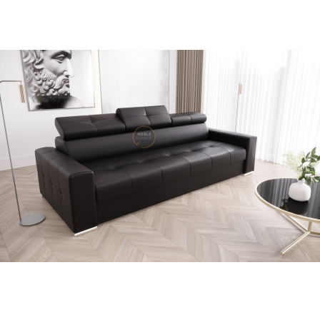 Sofa MARGO III 273 cm přírodní kůže - černá kůže