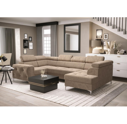 Rohová sedací souprava ORION MAX II s funkcí spaní 165x350x185 cm - béžová, levá