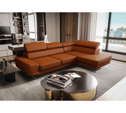 Rohová Kožená sedací souprava MILANO I - cihlová , pravá