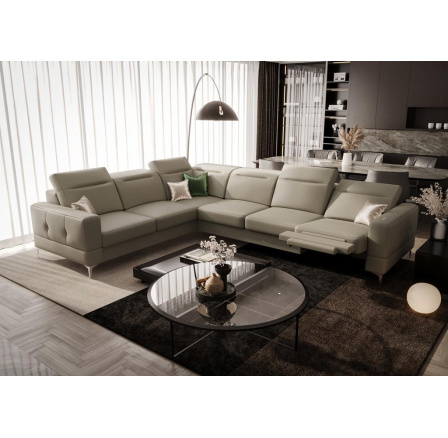 Rohová sedací souprava MALIBU MAX , relax 320x250 přírodní kůže - pravá, Béžová kůže