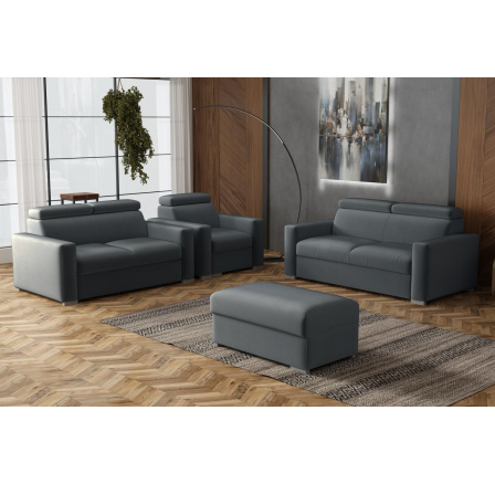 Sedací souprava Petrit 3+2+1+taburet Paros tmavě šedá