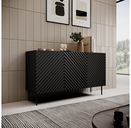 Komoda ONDA 150 (3D2S), černá / dub artisan Komoda ONDA 150 (3D2S), černá / dub artisan
