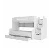 Patrová postel se schody a matracemi HARELL Bílá+Bílá